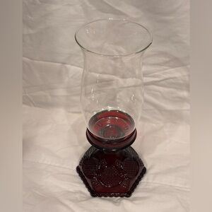 Avon Cape Cod red ruby Glass Hurricane Candle Holder